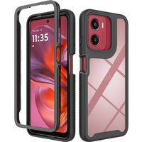 For Motorola Moto G05 G15 G25 E15 Transparent TPU/PC Shockproof Case Dual-Layer Hybrid Clear Phone Cover with Raised Edges