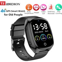 Montre connectée 4G pour personnes âgées, modèle D300, avec suivi de la température corporelle, du rythme cardiaque, de la pression artérielle, GPS et fonction téléphone, idéale pour les personnes