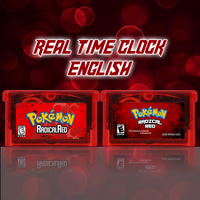 GBA 1M Flash RTC Pokemon Radical Red V4.1 Video Game Cartridge with Battery Rom Hack USA Version for GBA/NDS
