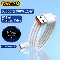 NNBILI For Xiaomi 6A 120W USB type C ultra fast charging cable For Xiaomi 14 13 12 Pro Realme POCO 12 fast charging data cable