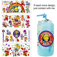 Cute rainbow girl cartoon easy peel waterproof DIY Decals 3D transfers uvdtf tumbler seal stickers 16oz uv dtf cup wraps