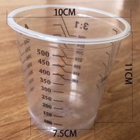 NEW 10Pcs 500ml Disposable Clear Plastic Paint Mixing Cups Mixing Pot Paint Mixing Calibrated Cup