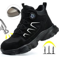 Rotating Button Safety Shoes Man Boots Anti Smash Anti Piercing Steel Toe Safety Work Shoes Lightweight Breathable Work Boots