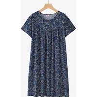 Pajama Dresses Short Sleeve Nightdresses Women Prints Sleepwear Easy to Wash Moms Loose Loungewear Dress Round Neck Pullover