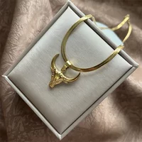 Fashion Bull Head Pendant Animal Cowboy Necklace Women Men Stainless Steel Silver Color Mexican Cow Necklaces Punk Jewelry