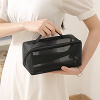 Large Capacity Cosmetic Bag, Transparent Handheld Zipper Storage Bag, Visible Travel Portable Cosmetic Wash Bag