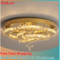 Flower Led Ceiling Lamp Modern Crystal Drop Chandelier Pendant Light Ceiling Light Home Decor Fixtures Living Room RC Dimming
