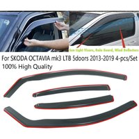 Tinted Wind Visor Deflectors For Skoda Octavia LII MK3 5-doors 2013-2019 4-pcs + Clips