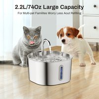 2.2L Automatic Cat Water Fountain Square Stainless Steel Pet Water Feeder Dog Water Fountain