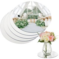 20cm Round Mirror Glass Tray Acrylic Mirror Glass Photographic Background Tray Wedding Table Centerpiece Candle Plate Decor