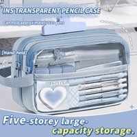 5-layer large capacity pencil case, stationery bag, makeup bag, suitable for students, offices, schools, and teenagers