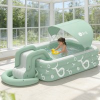 Inflatable Swimming Pool with Water Slide for Backyard Garden Party Foldable Kids Adults Family Pools PVC Swimming Pools