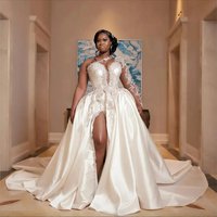 African Appliques One Shoulder Wedding Dresses A Line Sexy Side Slit Bride Gowns Elegant Formal Woman's Vestidos 2025 Customized