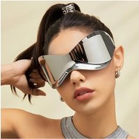 AliExpress OPUYYM Y2K Wrap Around glasses For Women Men Futuristic Mirrored Lens Fashion Rimless Sun Shades For Cycling Beach Party