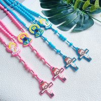 1 Piece Set Children's Catholic Rosary with Virgin Mary Angel Cross Pendant Boys Girls Communion Party Gift(not 12pcs)