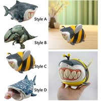 Shark Resin Ornament Cartoon Shark Bee Figurine Tabletop Decor Collectible Shark Statue for Mantel Bookshelf Desk