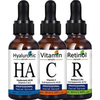 Facial Serums Skin Care Set Vitamin C Hyaluronic Acid Retinol Serum for Face Firms Tightens Serum Brightening Hydrating Face Se