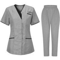 Beauty Salon Workwear Doctor's Short Sleeved Shirt V-neck Nurse's Uniform Female Caregiver Technician's Suit Printed With Logo