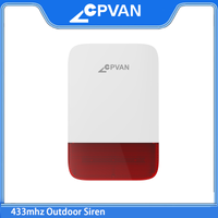 CPVAN Drahtlose 433MHz Außensirene 120dB Hoher Dezibelwert Wasserdicht Eingebauter 5000mAh Akku EU-Stecker Alarm für Heimsicherheit