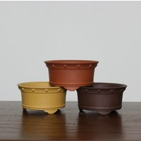 Ceramic Circle Bonsai Pot, Chinese Garden, Home Table Decoration