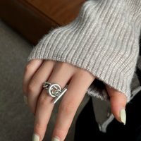New in 925 Sterling Silver Round Ring Adjustable Rings For Women Men Engagement Aesthetic Luxury Jewelry Wholesale Jewellery