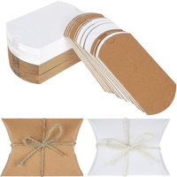 10pcs 10x5cm Merry Christmas Pillow Shape Kraft Paper Candy Box Happy New Year Party DIY Children Gifts Packaging Boxes Decorati