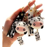 2025 Korean Version Creative New Cartoon Cute Cow Keychain Animal Pendant Car Bag Hanging Accessories Gift Wholesale