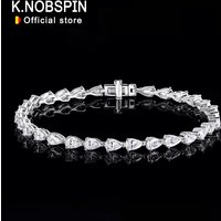 KNOBSPIN 3x5mm Pear Cut Moissanite Tennis Bracelets for Women s925 Sliver Plated 18k White Gold Hiphop Party Bracelet Wholesale