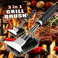 Stainless Steel BBQ Grill Cleaning Brush - Multi-Purpose Wire Scrubber Grill Racks, Oven Grates Smokers -Essential Barbecue Tool