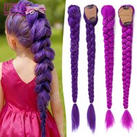 Synthetic Braided Wig BB Clip Style Purple Braided Ponytail Wig Suitable for Women Girls to Wear for Daily Activities Holidays