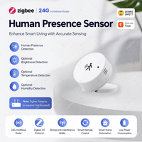 Zigbee Presence Sensor 24G Radar Human Static Motion Detector Optional Light/Temp/Humidity Tuya Smart Life Z2M Version Available