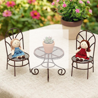 1/3 Pcs Dollhouse Garden Display Ornament Prop Accessory Miniature Table Chair Model Tiny Home Decor Iron Furniture