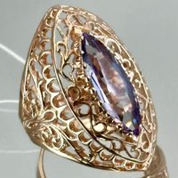 Vintage Inlaid Purple CZ Women's Ring Exquisite Gold Color Geometry Daily Wear Party Jewelry Anniversary Gift