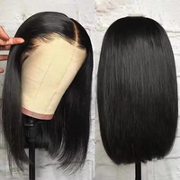 Natural Black Short Bob Wig 13x4 HD transparent lace front 200% density natural hairline soft thick 8-14 Inches for women