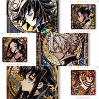 8cm Square Gold-Stamped Badge of Demon Slayer: Kimetsu no Yaiba - Tokitou Muichirou & Tomioka Giyuu a gift for fans