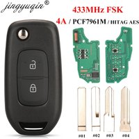 jingyuqin 2Button 433MHz PCF7961M 4A Chip Flip Remote Key for Renault Dacia Logan 2 II 2018 2019 2020 FSK Car Key Fob Control