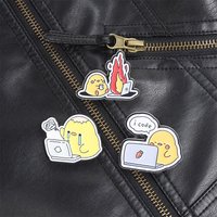 Coding Chick with Carrot Laptop Enamel Pin Confident Start Style for Programmers and IT Students Daily Wear