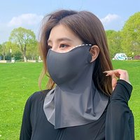 Solid Color Ice Silk Face Mask, Versatile for Outdoor Sports, Scarf, Breathable Hole, Cool Veil