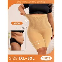1-Pack Women's Plus Size High-Waisted Seamless Tummy Control Butt-Lifting Briefs-11XL-5XL,Plus Size Shapewear Shorts Underwear,