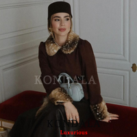 Manteau en tricot pour femme KONDALA, style vintage décontracté chic, manteau à simple boutonnage en fausse fourrure, nouvelle mode automne-hiver 2026, cardigans de vacances