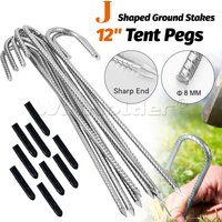 10-100PCS Wholesales Rebar Stakes 12'' J Hooks Trampoline Ground Anchor Fence Gazebo Tent Pegs