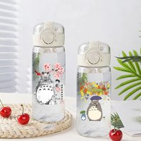 400ML Totoro Water Cup Girl Boy Straws Cups Children Anime Cartoon Water Bottle Outdoor Sport Plastic Drinking Bottles Home Gift