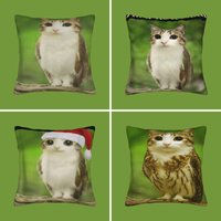 Funny Meowl Meme Pillow Cover Cat Owl Meme Brainrot Soft Cushion Cover Fashion Pillow Case For Sofa Couch Bed Living Room