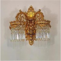 Crystal Wall Lamps 2 Lights Golden Wall Sconce Light LED AC Crystal Wall Bracket Bra Bed Lighting Crystal Shades Home Decoration