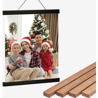 Magnetic DIY Wood Poster Frame Teak/Pine Photo Hangers Hanging Kit for Pictures Canvas Prints Poster Scroll Artwork Print Holder