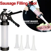 Homemade Sausage Stuffer Meat Fillers Machine Stainless Sausage Syringe Manual Sausage Maker 1set Sausage Gadgets Kitchen Tools