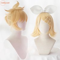 High Quality Rin Len Cosplay Wig Short Blond Women Men Heat Resistant Synthetic Hair Anime Wigs + Wig Cap
