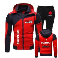 AliExpress Suzuki Men's Double-zipper Hoodie + Casual Sport Pants, Jogging, Cycling, Gym, Fitness Training Custom Printed Sportswear Set