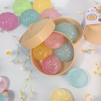 4Pcs Mini Dumplings with Steamer Bun Squeezable Toys Set Soft Stress Relief Crystal Squishy Fidget Sensory Toy Party Favors Gift