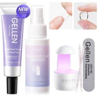 GELLEN 30g Polygel Nail Glue Solid Gel Adhesive Kit Press on Nails Remover for Acrylic Nail Tips UV LED Lamp Home Salon Manicure